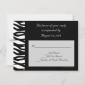 モダンなブラック/ホワイトのストライプ結婚式出欠カード 出欠カード (裏面)