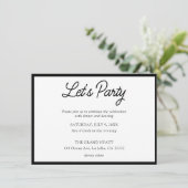 モダンなブラック&ホワイトのバット・ミツバ祭りパーティー招待状 招待状 (スタンド正面)