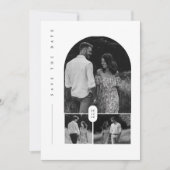 モダンなブラック&ホワイトの写真コラージュ Save The Date 招待状 (正面)
