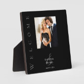 モダンなブラック＆ホワイトの写真 ウェディングテーブルサイン- フォトプラーク (正面)