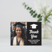 モダンなブラック&ホワイトの卒業写真ありがとうございます ポストカード (スタンド正面)