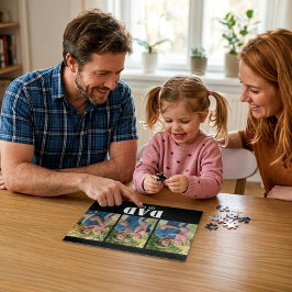 モダンなブラック&ホワイトの太字フォントが特徴の「Dad Established」デザイン ジグソーパズル