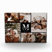 モダンなブラック＆ホワイトの家族写真コラージュ記念品 フォトブロック (正面)