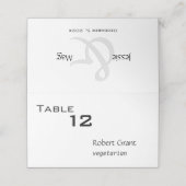 モダンなブラック&ホワイトの折りたたみ式名札 プレイスカード (外部開封)