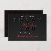 モダンなブラック＆ホワイトの結婚式お礼カード 出欠カード (正面/裏面)