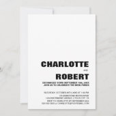 モダンなブラック&ホワイトの結婚式の披露宴 招待状 (正面)