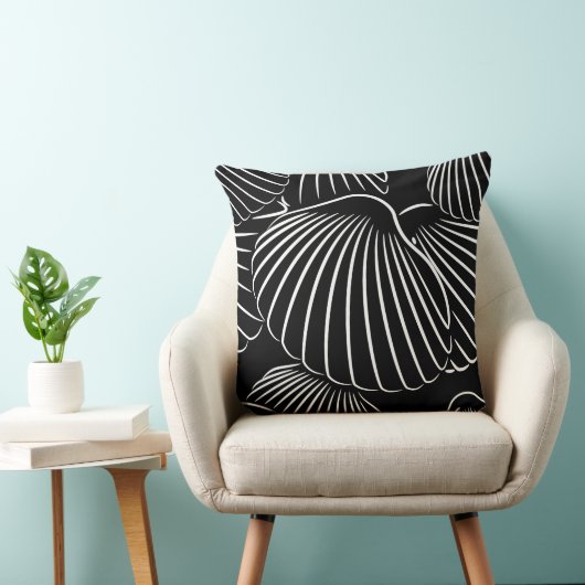 モダンなブラック＆ホワイトの貝殻スロークッション クッション (椅子)