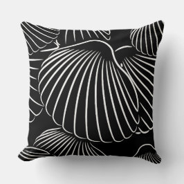 モダンなブラック＆ホワイトの貝殻スロークッション クッション