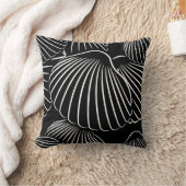 モダンなブラック＆ホワイトの貝殻スロークッション クッション (ブランケット)