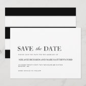 モダンなブラック＆ホワイトの「Save The Date」発表 招待状 (正面/裏面)