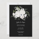 モダンなブラック＆ホワイトエレガントフラワーブーケ 招待状 (正面)