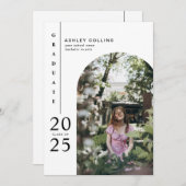 モダンなブラック＆ホワイト アーチ写真 卒業パーティー 招待状 (正面/裏面)