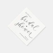 モダンなブラック＆ホワイト エレガント ブライダルシャワー スタンダードカクテルナプキン (角)