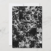 モダンなブラック、ホワイト、シルバーの大理石の誕生日 招待状 (裏面)