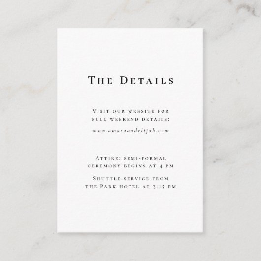 モダンなブラック＆ホワイト ミニマルウェディングの詳細 エンクロージャーカード (正面)