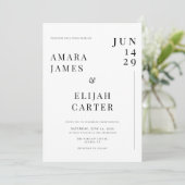 モダンなブラック＆ホワイト ミニマルウェディング 招待状 (スタンド正面)