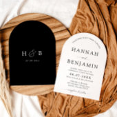 モダンなブラック＆ホワイト ミニマル ウェディング 招待状