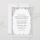 モダンなブラック＆ホワイト ミニマル ウェディング 招待状 (正面)