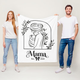 モダンなブラック&ホワイト 1st Mother's Day Est. フリースブランケット