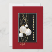 モダンなブラック、レッド、ゴールドのクリスマスパーティー 招待状 (正面)