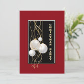 モダンなブラック、レッド、ゴールドのクリスマスパーティー 招待状 (スタンド正面)