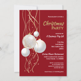 モダンなブラック、レッド、ゴールドのクリスマスパーティー 招待状