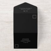 モダンなブラック|QRコード付き 結婚式 ゴールド箔押し オールインワン招待状 (外側)