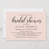 モダンなブラッシュとブラックのウェディング ブライダルシャワー 招待状 (正面)