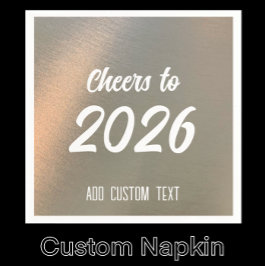 モダンなブラッシュドメタル 2026 新年パーティー スタンダードカクテルナプキン