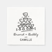 モダンなブランチとバブルリーなブライダルシャワー スタンダードカクテルナプキン (正面)