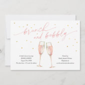 モダンなブランチとバブル、シャンパンブライダルシャワー 招待状 (正面)