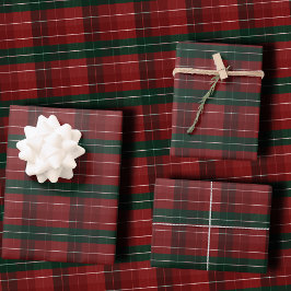 モダンなブルゴーニュとハンターグリーンのストライプペイスリー柄クリスマス ラッピングペーパーシート