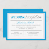 モダンなブルーとグレーの結婚式の披露宴招待状 招待状 (正面/裏面)