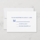 モダンなブルーとゴールドの2人の新郎のためのRSVPカード 招待状 (裏面)