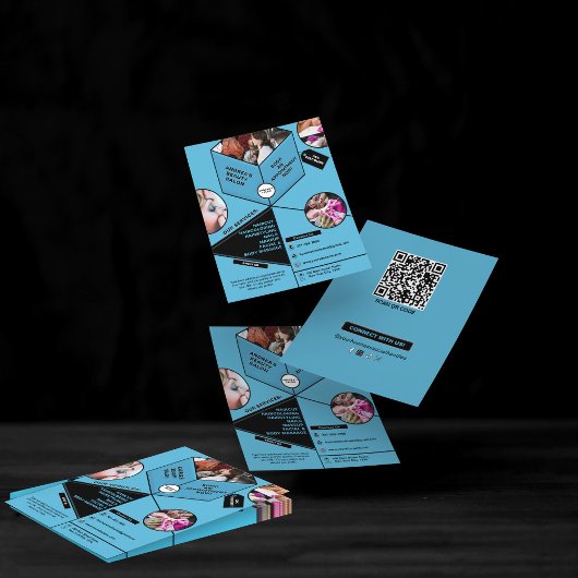 モダンなブルーとブラックの美容サロン スパ カスタム フォト チラシ