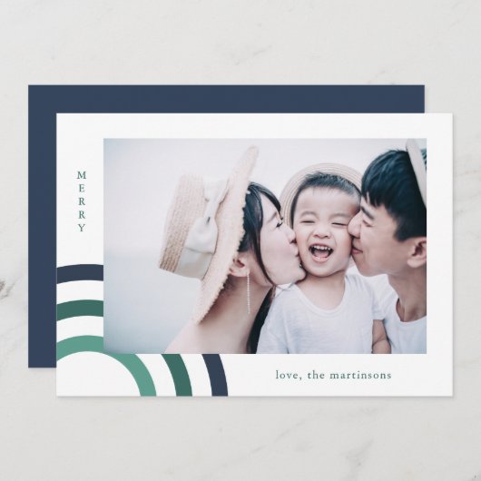 モダンなブルーのホリデー写真 (正面/裏面)