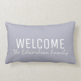 モダンなブルーグレーの夏の歓迎家族のモノグラム ランバークッション