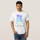 モダンなブルーストライプの抽象的な猫 愛 Tシャツ (正面フル)