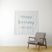 モダンなブルーストライプの1歳誕生日 タペストリー (インサイチュ)
