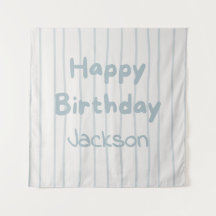 モダンなブルーストライプの1歳誕生日