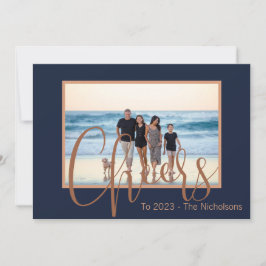 モダンなブルー＆ゴールドでおめでとう！2023年カレンダー写真 シーズンカード