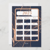 モダンなブルー＆ゴールドの新年カレンダー写真 シーズンカード (裏面)