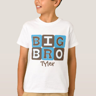 モダンなブロック大きいBro -パーソナライズな青及びブラウン Tシャツ