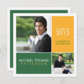 モダンなブロック大学卒業の発表 案内状 (正面/裏面)