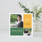 モダンなブロック大学卒業の発表 案内状 (スタンド正面)