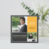 モダンなブロック大学卒業の発表 案内状 (スタンド正面)