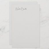 モダンなプラチナグレー ミニマル カリグラフィー 便箋 (正面/裏面)