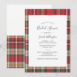 モダンなプラッドスタイルのカントリーウェディングシャワー スクリプト 招待状