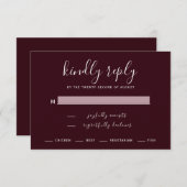 モダンなプラムウェディング返信カード 出欠カード (正面/裏面)