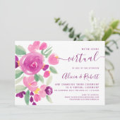 モダンなプラムパープルの水彩仮想結婚式 招待状 (スタンド正面)